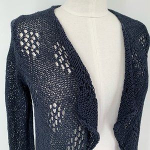 Lucky Brand Navy Blue Open Crochet Knit Cardigan
